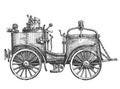 Steam car on a white background. sketch