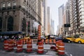 A steam chimney of New York City in the streets of the city