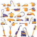 Steam cleaner icons set, cartoon style