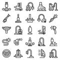 Steam cleaner icons set, outline style