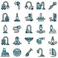 Steam cleaner icons set vector flat