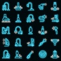 Steam cleaner icons set vector neon