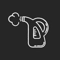 Steam cleaning chalk white icon on black background. Laundry service, delicate clothes washing, household appliance Royalty Free Stock Photo