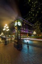 Steam Clock in Gastown Vancouver BC Canada at Night Royalty Free Stock Photo