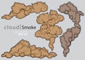 Steam clouds set. Cartoon smoke vector illustration Royalty Free Stock Photo