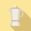 Steam coffee pot icon flat vector. Cafe hot