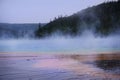 Steam coming from the the Grand Prismatic Spring in Yellowstone National Park.n