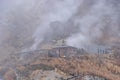 Steam coming out from the hot spring of owakudani Valcano spring Royalty Free Stock Photo