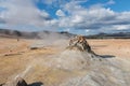 Steam coming out of a small geyser in the geysir destrict in Iceland