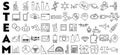 STEAM education icon set. Symbols of Science, Technology, Engineering, Arts, and Mathematics Royalty Free Stock Photo