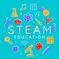 STEAM education, learning - science, technology, engineering, arts, mathematics, vector design Royalty Free Stock Photo