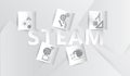 STEAM Education Letter Composition patterns of paper cutting