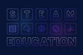 STEAM Education minimal outline blue banner. Science concept linear modern horizontal illustration Royalty Free Stock Photo