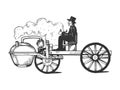 Steam engine car engraving vector illustration Royalty Free Stock Photo