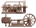 Steam engine front and side Royalty Free Stock Photo