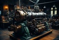 Steam engine inside concept. Industrial power technologies