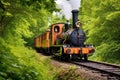 steam engine on a railway track, puffing smoke Royalty Free Stock Photo