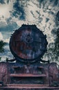 Steam engine on the railways -front view Royalty Free Stock Photo