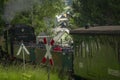 Steam engine train with passengers in summer day near Neudorf Germany 06 14 2023