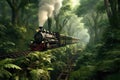 Steam Engine Train Passing Through A Lush Forest