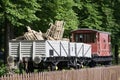 Steam engine victorian train station on old vintage railway in rural countryside uk Royalty Free Stock Photo