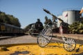 Steam Engine with Wired Cycle Royalty Free Stock Photo