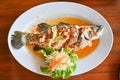 Steamed fish with lime - Thai food