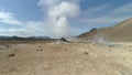 Steam from fumerole volcanic geothermal landscape revealing