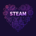 STEAM Heart thin line Science concept colored banner. Vector Science, Technology, Engineering, Arts and Mathematics linear Royalty Free Stock Photo