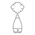 Steam humidifier icon. A simple line drawing of a room humidifier. Vector over white background.