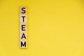 STEAM inscription. Science Technology Engineering Arts Mathematics. Concept of education innovation for student at