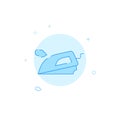 Steam iron, smoothing flat vector icon. Filled line style. Blue monochrome design. Editable stroke Royalty Free Stock Photo