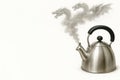 The steam from the kettle turns into a three-headed dragon. Space for text. Royalty Free Stock Photo