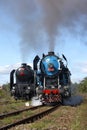 steam locomotive called Parrot 477.043 and steam locomotive 464