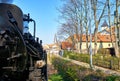 Steam locomotive drives through the city center of Wernigerode. Dynamic due to motion blur