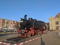 Steam Locomotive in front of the train station in Arad city