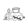 Steam locomotive icon, sticker. sketch hand drawn doodle style. minimalism, monochrome. train, railroad, transport, children Royalty Free Stock Photo