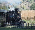 Steam Locomotive And Passenger Cars On Track