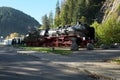 A Steam Locomotive reserved at Triberg Railway station of the Black Forest Railway in the morning Royalty Free Stock Photo