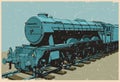 Steam locomotive retro poster
