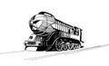 Steam locomotive rocket linear drawing