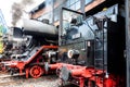 Steam locomotive in round house Royalty Free Stock Photo
