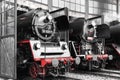 Steam locomotive in round house Royalty Free Stock Photo