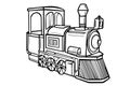 Steam locomotive sketch. Hand drawn vector illustration. Black train on a white background.