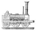 Steam locomotive, vintage engraving