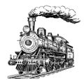 Steam locomotive vintage ,hand drawn sketch in doodle style Vector illustration Royalty Free Stock Photo