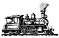 Steam locomotive vintage side view ,hand drawn sketch in doodle style Vector illustration Royalty Free Stock Photo