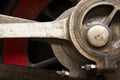 Steam locomotive wheel and connecting rod detail Royalty Free Stock Photo