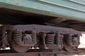 Steam locomotive wheel and the damping device Royalty Free Stock Photo