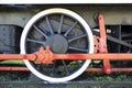 Steam locomotive wheel and mechanisms Royalty Free Stock Photo